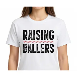 Raising Ballers Shirt - Retro Baseball Mom Graphic Tee - Game Day Baseball Season Unisex T-Shirt