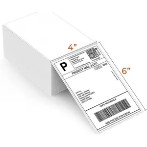 Pack of 500, 4x6 Thermal Direct Shipping Fanfold White Label Stack for Mailing Perforated, Adhesive, Commercial Grade Compatible with Printer Like Rollo, MUNBYN, Zebra, Polono,iDRPT