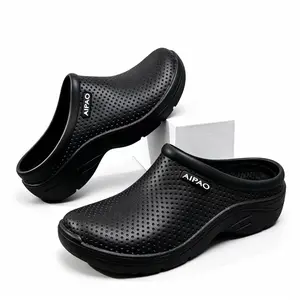 Black Slip On Clogs for Men Women - Breathable Non Slip Waterproof Work Shoes Lightweight Platform Nursing Shoes for Kitchen Hospital Garden All Day Comfort Footwear Boy Slipper Flatform Flipflop Slide