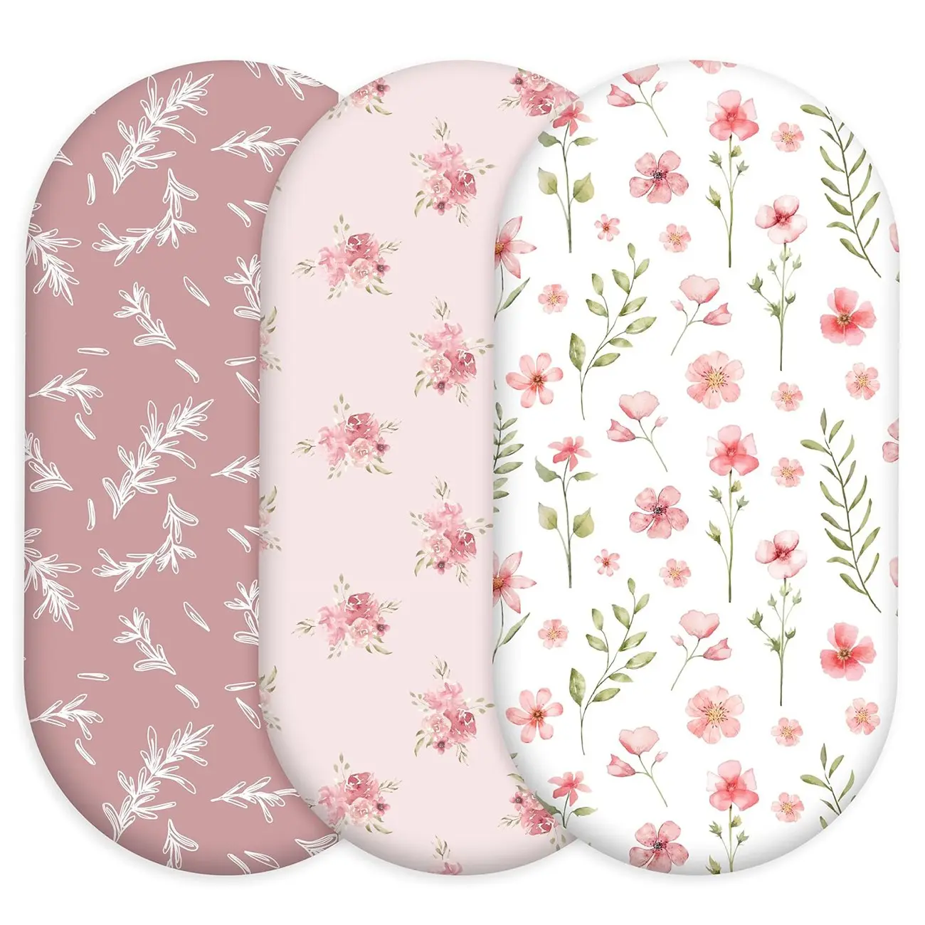 3 Pack Bedside Bassinet Sheets , Breathable Cozy Fitted Mattress Sheet, Fitted Crib Sheets, Elastic Travel Bassinet Fashionable, Nature Inspired Standard Cradle Safe Sheets for Baby Boy Girls 32" x 16"