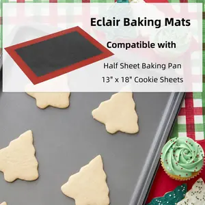 Silicone Baking Mat with Microperforated, 2 PCS Perforated Baking Mats/Oven Liners for 13" x 18" Half Sheet Pan, Reusable Air Mesh Silicone Mat for Cookie/Eclair/Bread/Pizza/Pastry