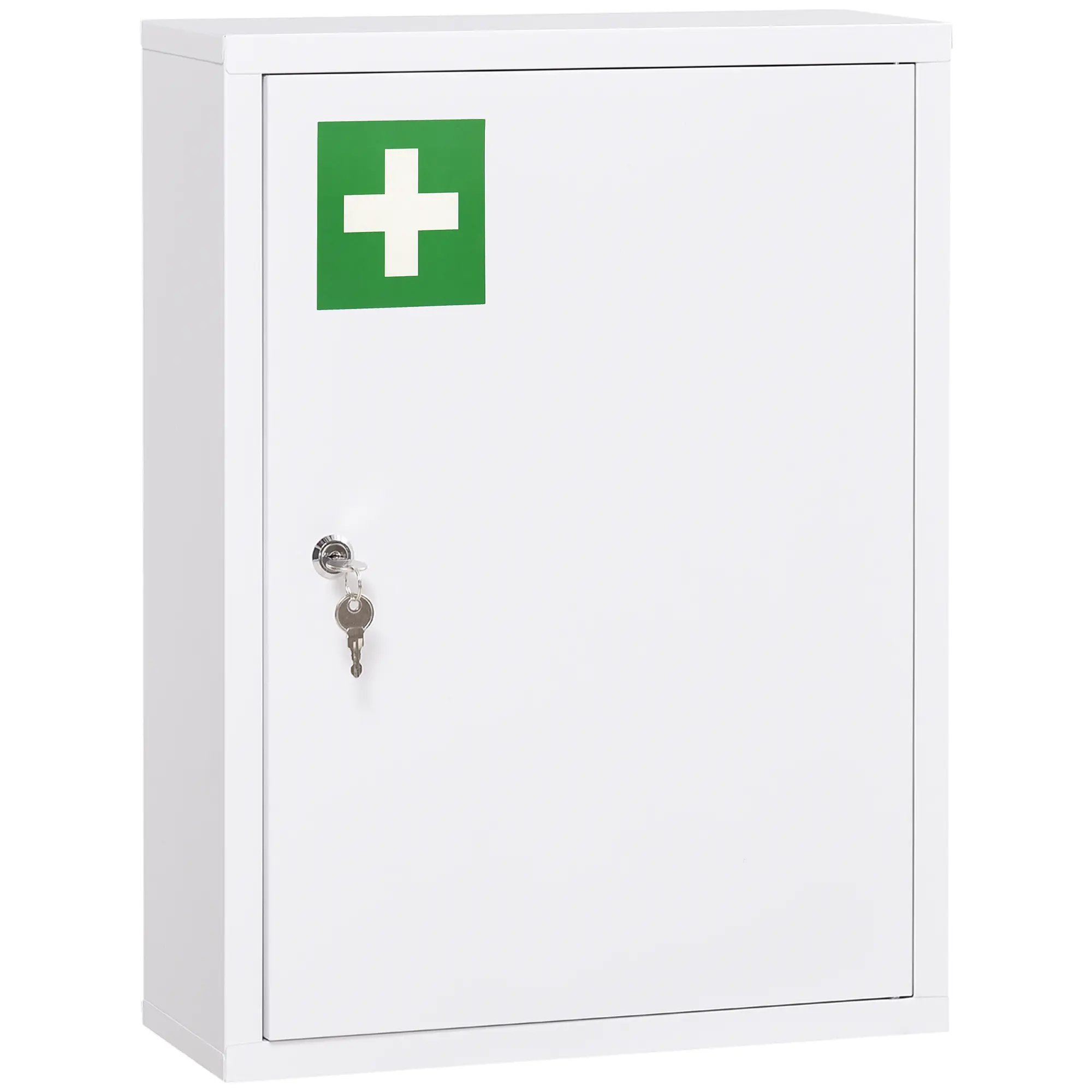 Lockable Medicine Cabinet with 2 Keys – 3-Tier Storage for Medical Supplies, Prescriptions & First Aid. Wall-Mounted, Space-Saving. Cold Rolled Steel with Water-Resistant Finish. Holds 33 lbs. No Assembly. White