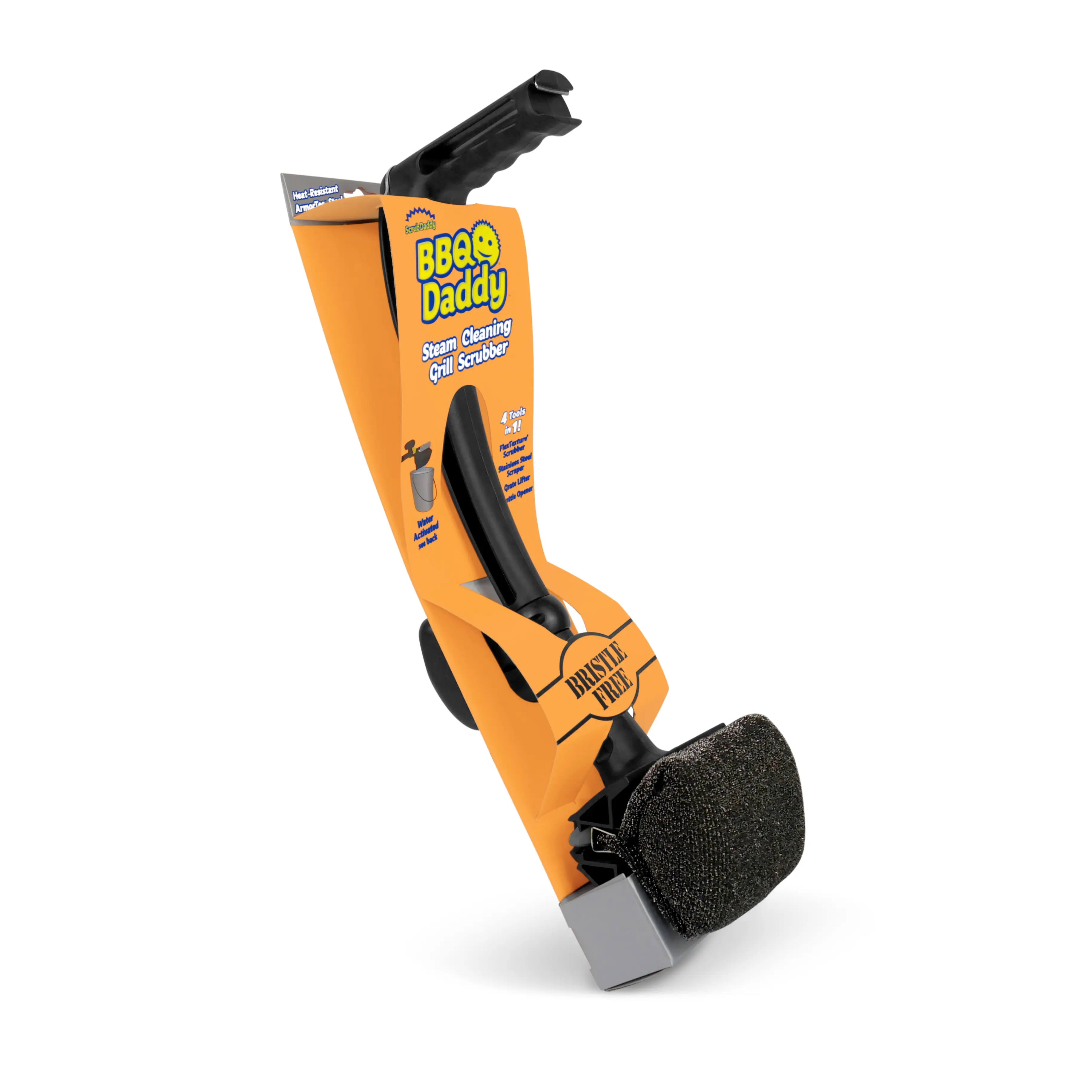 BBQ Daddy FlexTexture Grill Brush - Bristleless, Steel Scraper, Heat-Resistant Mesh, Handy Bottle Opener Barbecue Utensils Stainless