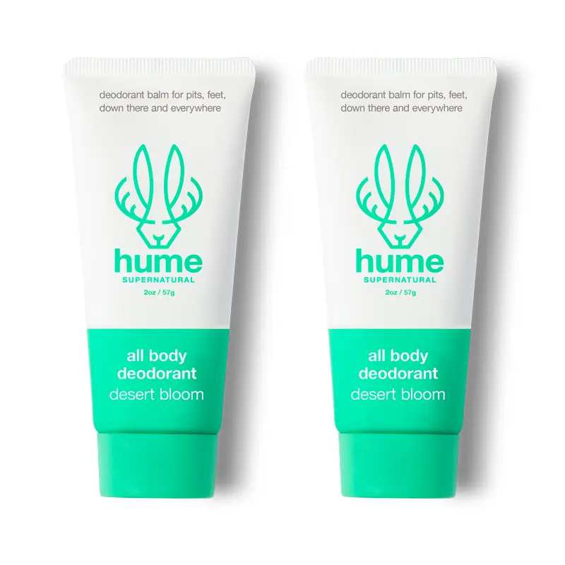 Hume Supernatural All Body Deodorant Duo - 2-Pack Invisible Whole Body Deodorant Balm - Full Body Protection - Aluminum Free, No Baking Soda - Anti-Chafing Odor Control - Clinically Tested on Sensitive Skin
