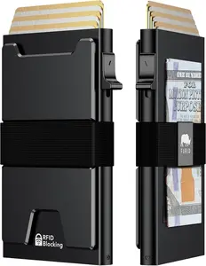 Smart Wallet For Men Slim: Rfid Minimalist Pop Up Wallets with Money Clip Metal Credit Card Holder - Gifts for Husband Father at Birthday Anniversary