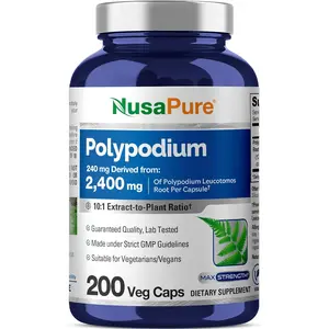 Polypodium Leucotomos 10:1 Extract, 240 mg Equivalent to 2400mg 200 Veggie Capsules (Vegetarian, Non-GMO, Vegan)