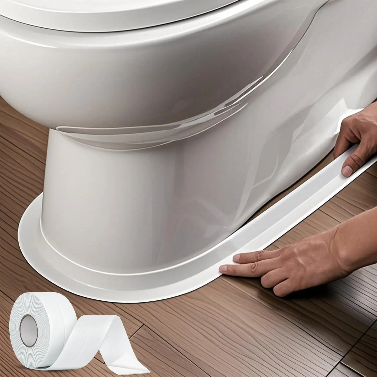 GJANSH White Waterproof Caulk Tape, Self-Adhesive for Toilet, Tub, Kitchen, Corners,Bathroom Surfaces, Easy Application, 1-1/2 Inch x 10-1/2 Feet
