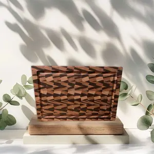 Chaos Pattern End Grain Cutting Board – Walnut, Maple & Cherry – 15.75x10.75x1.25in