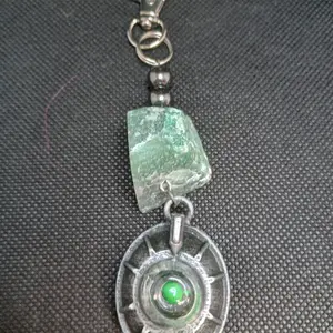 Spaceship keychain (charm) green Aventurine natural stone. Hand Made By Crystal