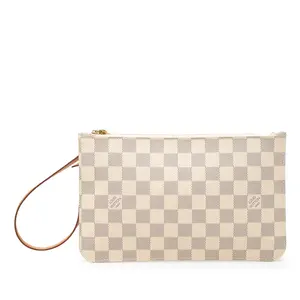 Pre-owned Louis Vuitton Canvas Small Leather Goods Neverfull MM Damier Azur Pouch
