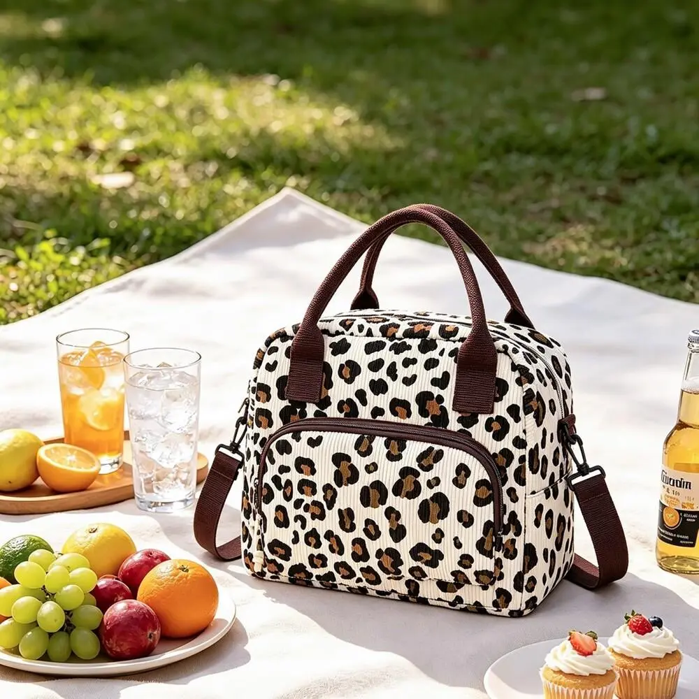 Women's Plaid Insulated Lunch Bag Thermal Waterproof Reusable Tote for Travel Camping and Office