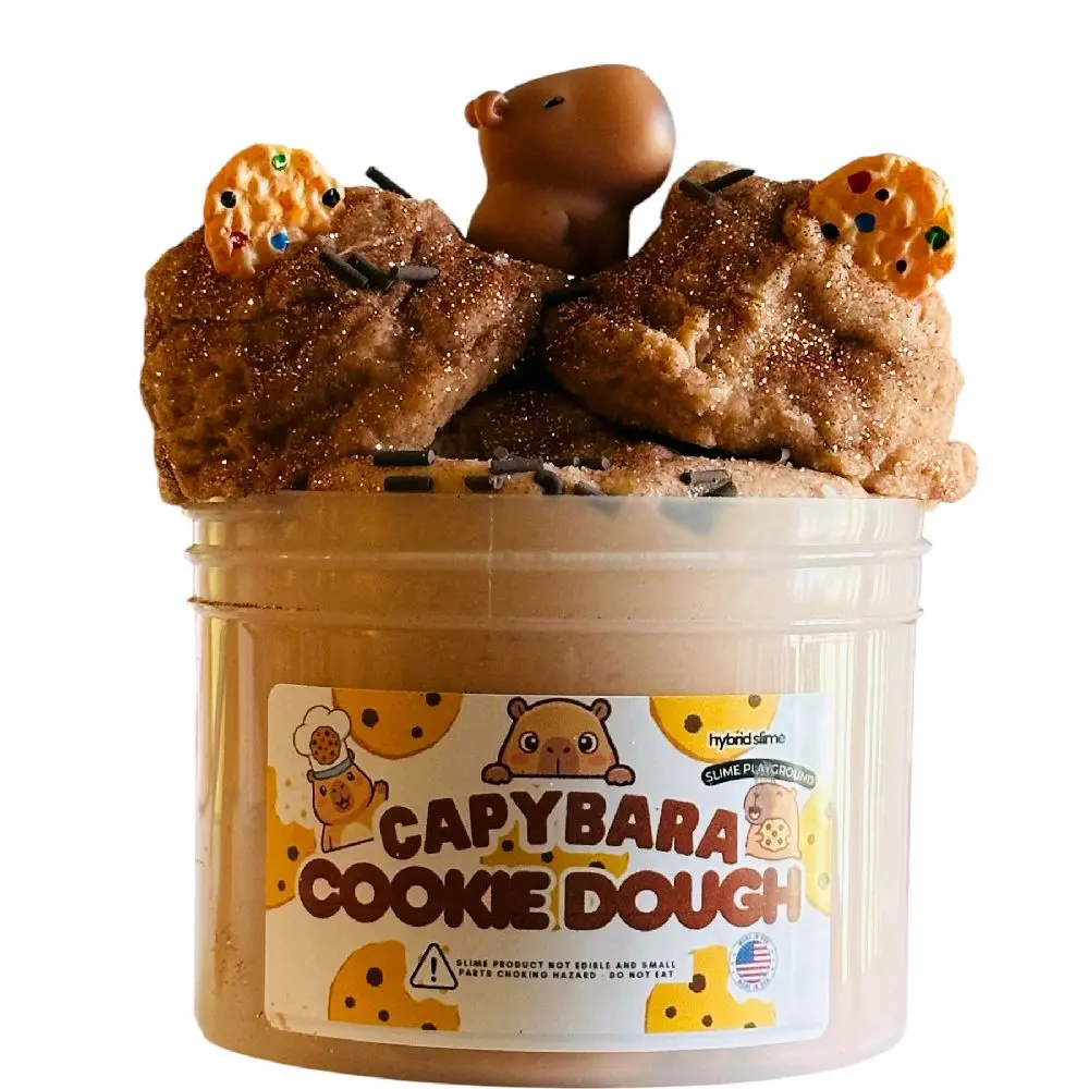 Capybara Cookie Cloud Dough Slime + Surprise Squishy - Non-Sticky- Handmade