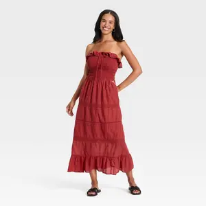 Women's Cotton Maxi Pullover Sundress - Universal Thread Red XL
