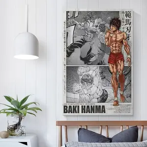 Baki anime art canvas poster prints, Baki and Hanma manga wall decorations, suitable for studies and dormitories.