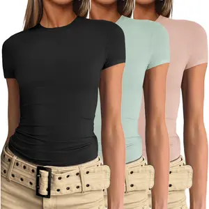 EKOUAER Womens Basic Tee Shirts 3 Pack Short Sleeve Crew Neck Thermal Underwear Tops Base Layer