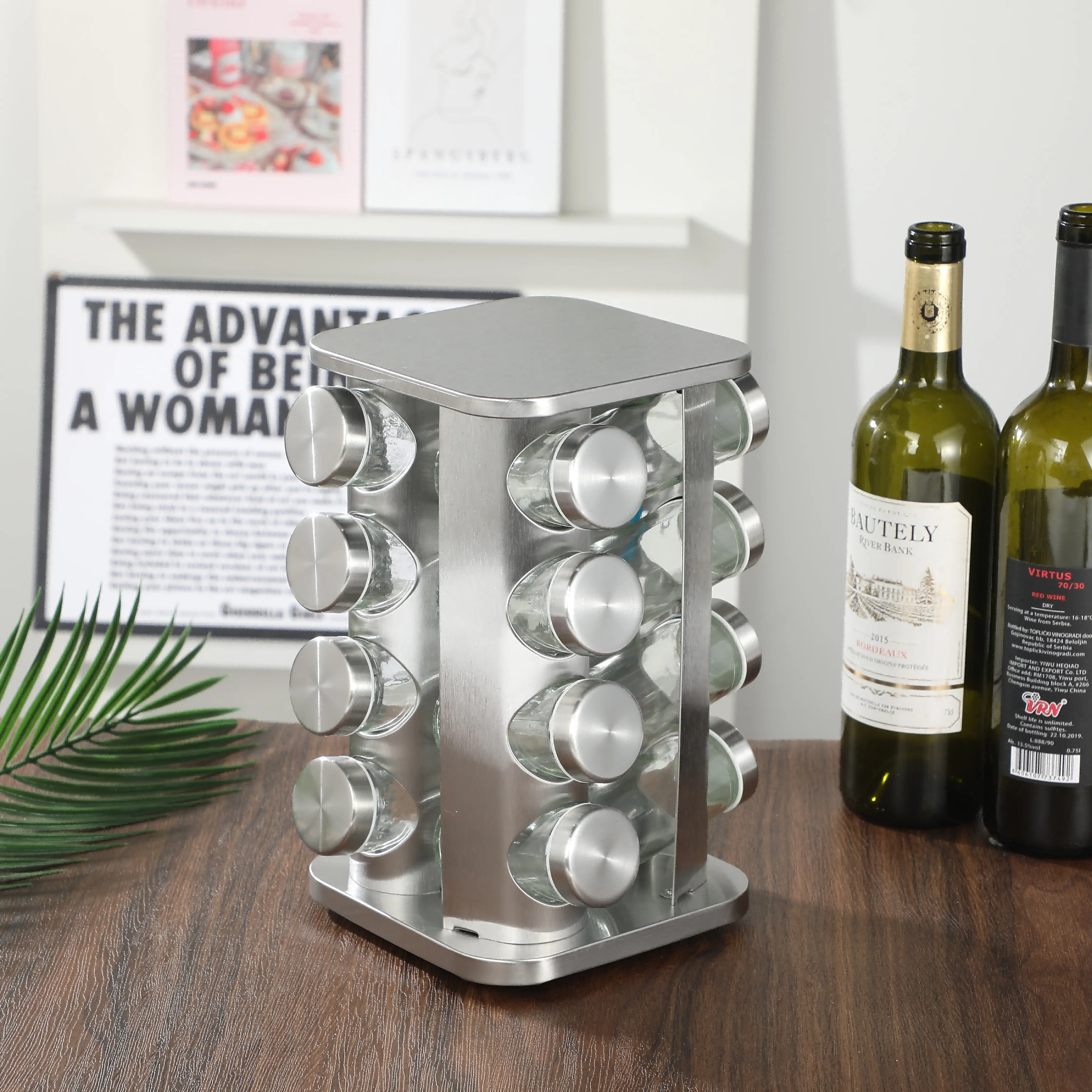 Square lid silver 16-bottle set