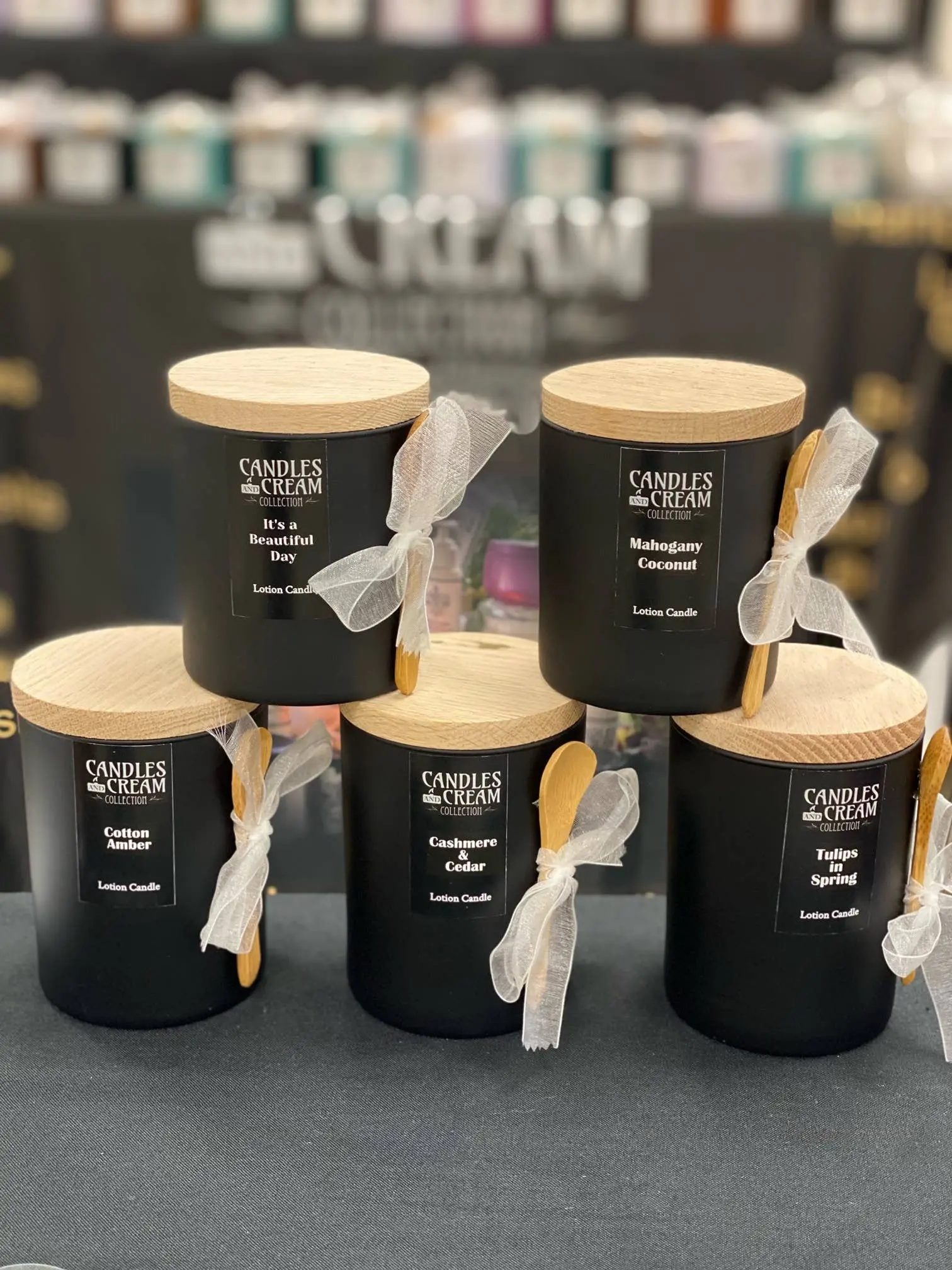 Candles and Cream Collection - 8oz Black Ceramic Lotion Candle