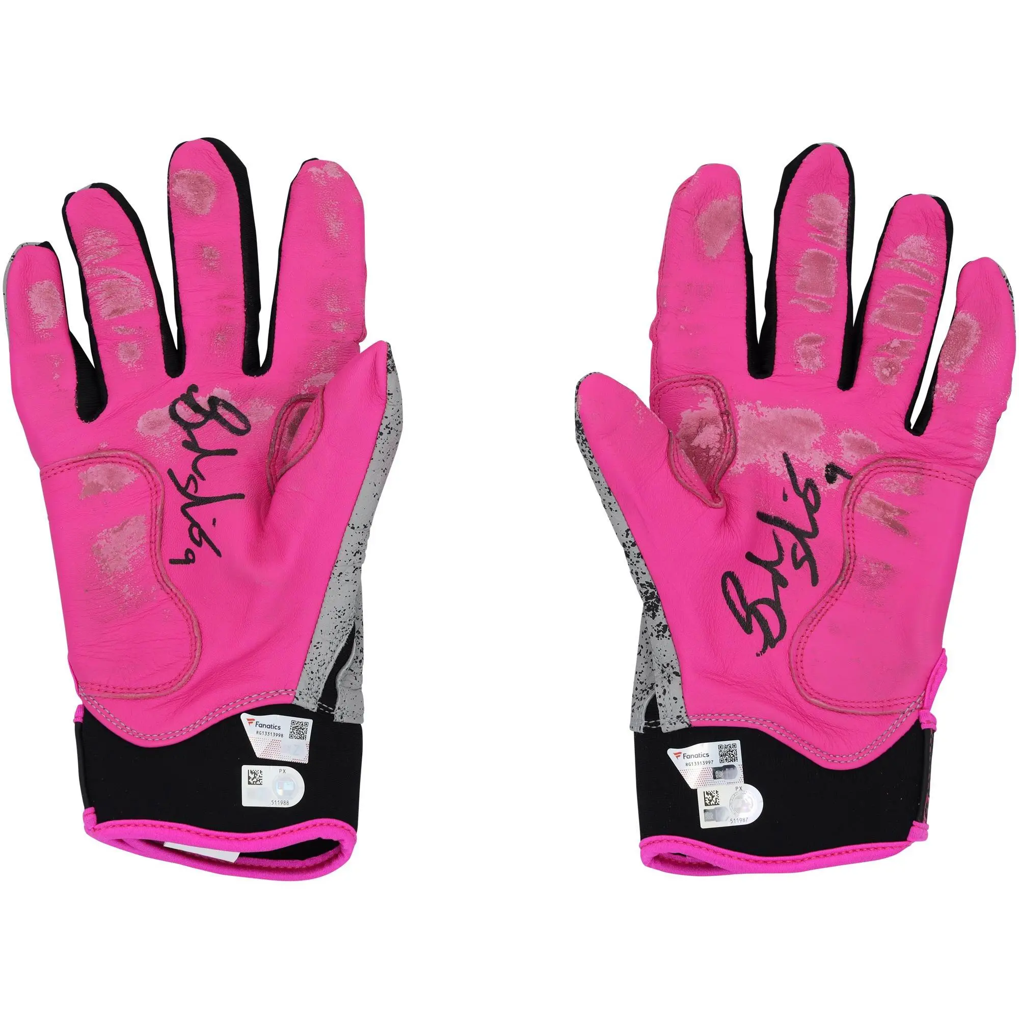 Brandon Nimmo New York Mets Autographed Game-Used Gray and Pink Bruce Bolt Batting Gloves from the 2024 MLB Season - RG13313997-98 - Fanatics Authentic Certified