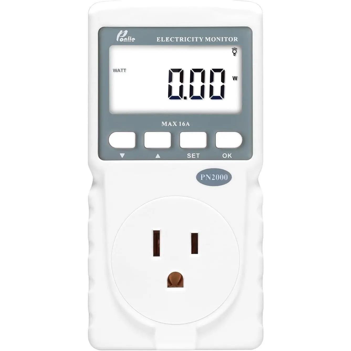 PN2000 Plugin Kilowatt Electricity Usage Monitor Electrical Power Consumption Watt Meter Tester