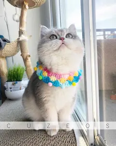 Handmade Jelly Bean Crochet Collar for Cat/Dog Adjustable