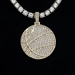 Pave Basketball Pendant 18k Yellow Gold Plated - Lifetime Guarantee