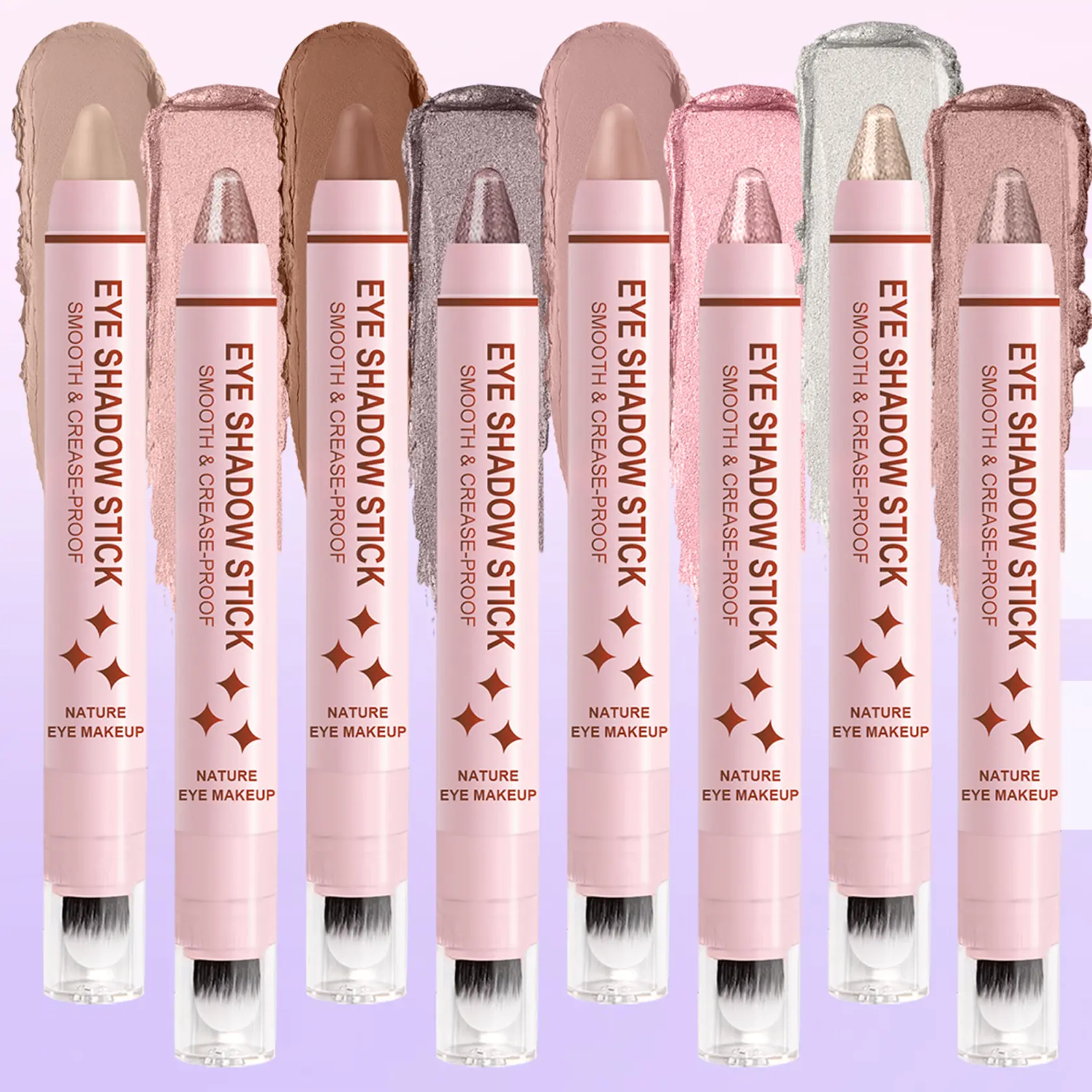 8 PCS 2-in-1 Highlighter Eyeshadow Stick, Double-Ended Cream Makeup Stick for Eyes & Face, Multi-Use Contour & Highlight Kit, Waterproof All-in-One Professional Cosmetic Set