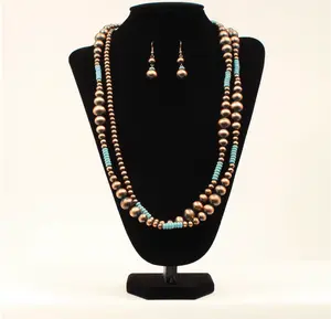 Blazin Roxx Bronze Bead and Turquoise Necklace Set