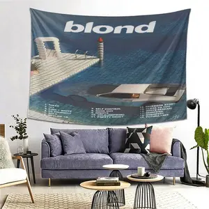 Frank Ocean "Blond" Album Tapestry - Bold Graphic Print Wall Hanging with Surfing Scene, Ideal for Living Room, Bedroom, Office Decor - Durable Polyester, Horizontal Orientation, Perfect Gift, Bedroom Tapestry | Bold Graphic Print | Polyester Tapestry