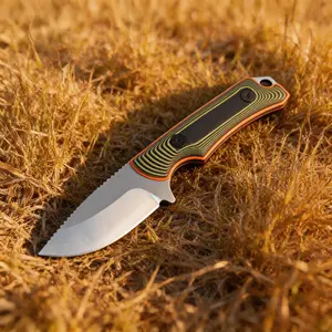small EDC Pocket Knife CPM-S30V Drop Point Blade Flat Grind Stonewashed Finish Stabilized Wood Handle Black-Orange Injection Sheath | Portable Mini Fixed Blade for Outdoor Meat Prep Camping Hiking EDCKnife OutdoorTool CampingKnife MeatCuttingKnife
