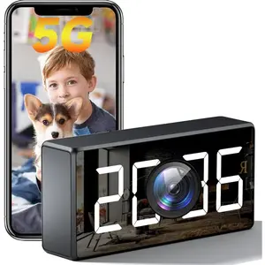 4K WiFi Camera Clock 5G Indoor Security Nanny Cam for Baby Monitor, Dog Camera with Motion Detection, Night Vision