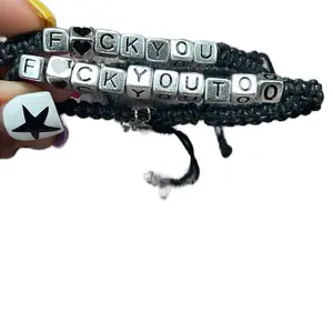 FREE You Bracelet - Black Beaded Bracelet with "FCKYOU" Text Design