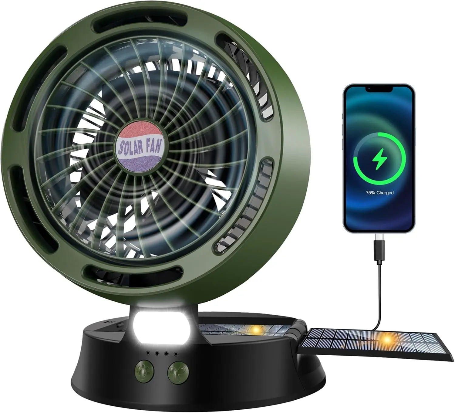 Solar Camping Fan with Light, Portable Rechargeable Tent Fan, USB Battery Outdoor Fan for Camping Fishing Travel Solar Camping Fan with Light, Portable Rechargeable Tent Fan, USB Battery Outdoor Fan for Camping Fishing Travel