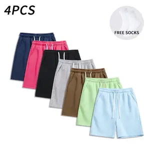 4PCS Men’s Casual Sweat Shorts, Solid Color Drawstring Elastic Waist Gym Shorts with Pockets,summervibes
