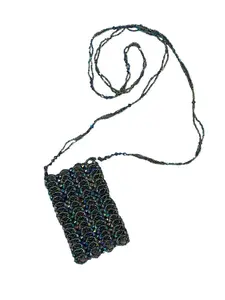 Vintage Mermaid Iridescent Beaded Micro / Mini Pouch