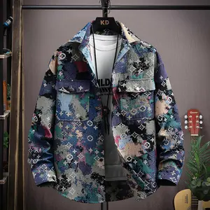 Student Hot-Selling Autumn Winter Korean Style Shirt Outerwear Ethnic Style Jacquard Loose Fit Top Casual Jacket Men Sneaker
