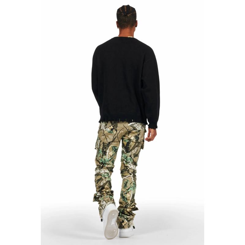 Gentry Tree Camo Stacked Flare Jean