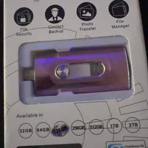 4-in-1 Flash Drive MFi Certified 128GB/64GB Portable USB OTG Memory Stick for iPhone iOS(Need app) Android PC with Type-C Adapter High-Speed Data Transfer