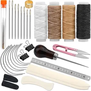 33 Pcs Book Binding Kits 4 Pcs Bone Folder Paper Creaser Paper Folding Tool Book Binding Supplies with Bookbinding Needle Waxed Thread Steel Ruler Awl for Bookbinding Paper Card Crafts