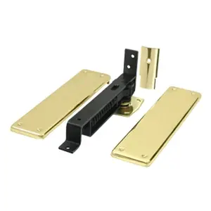 212 MAIN Traditional Ball Bearing Double Action Spring Door Hinge - Deltana DASH95U3, Polished Brass, Size 0.041"