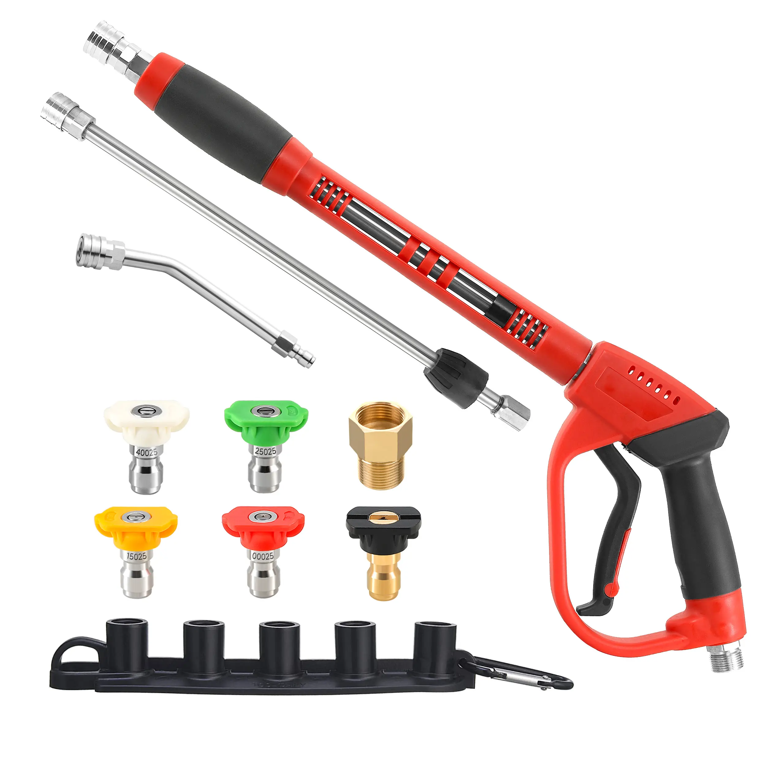 Tool Daily Pressure Washer Wand - Power Washer Lance with 40 Inch Replacement Extension, 30-Degree Curved Rod, 5 Nozzle Tips, 4000 PSI, 1/4’’ Standard Quick Connector, M22 Fitting, Auto Detailing Products for Car Washing (Father's Day Gift), Angled Wand,,