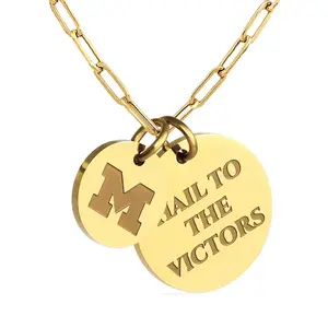 University of Michigan Charm Necklace Paperclip Chain