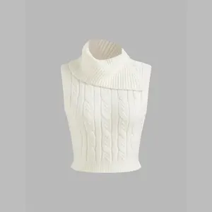 Cider [size 2-10] Cable Knit High Neck Solid Crop Vest SwimWeek