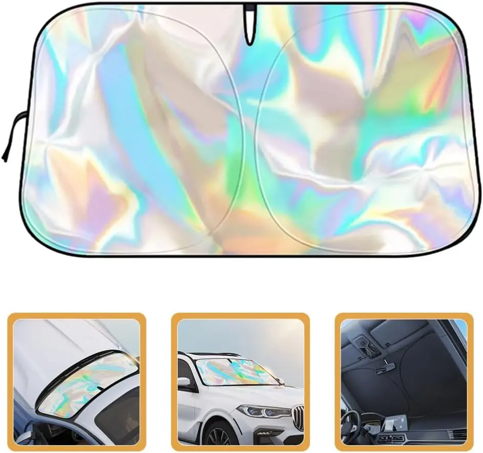 Car Sunshade Outside Car, 2026 Foldable Buckle Reflective Front Window Sun Visor Shield, 57x32.3 Inch UV Protection Exterior Accessory, Fits 99% Sedans-SUVs, Fits 99% Cars