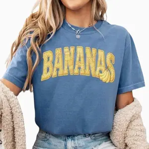 Faux Patchwork Banana Baseball T-Shirt, Funny Banana Sports Tee, Vintage Banana Team Shirt, Baseball Lover Gift, Summer Game