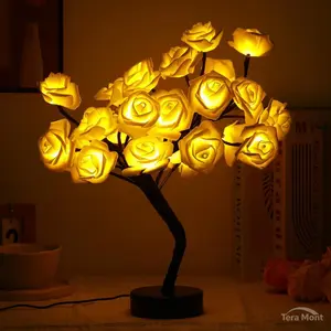Rose Tree Shaped USB Night Light, Summer Creative Design LED Light Decorative Table Lamp for Home Bedroom Birthday Festival Party, Home Decor, Room Decor