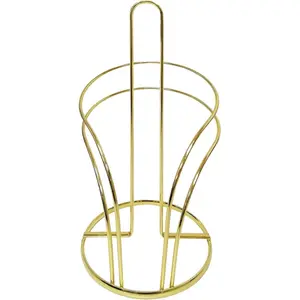 Generic Elegant Standing Paper Towel Holder, Gold Finish, Carbon Steel, Ideal for Home Kitchens and Dining Rooms