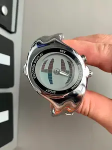 Y2K Vintage Dual Display Watch, Casual Style, Silver Color Band, Dial, Quartz Movement, Round Case, Perfect Couple Gift