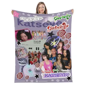 Katseye Beautiful Chaos Tour Blanket Ultra Soft Flannel Fleece Plush Cozy Warm Lightweight HD Print Bedroom Couch Sofa Home Throw Decor Birthday Christmas Gift for Kpop Fans Teens Women Men Girls Aesthetic Merch Styl