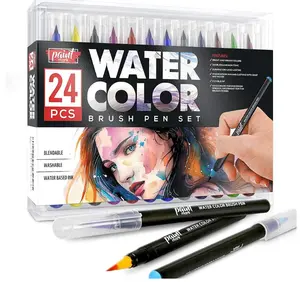 Paint Mark Water Color Brush Pen Set, 24 Water Color Brush Markers, Fine Tip Thin Marker Pack for Coloring, Drawing, Calligraphy, Bullet Journals, Coloring Pens for Beginner and Professional Artists