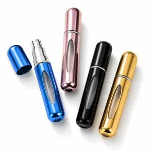 5ml Travel Perfume Atomizer Spray Bottle Set – Portable Refillable Mini Perfume Container (4-Pack Black/Blue/Gold/Pink), Leak-Proof Pocket Fragrance Dispenser for Travel & Daily Use